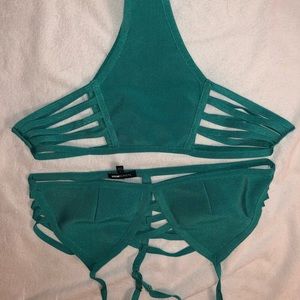 Teal fashion nova strappy bikini